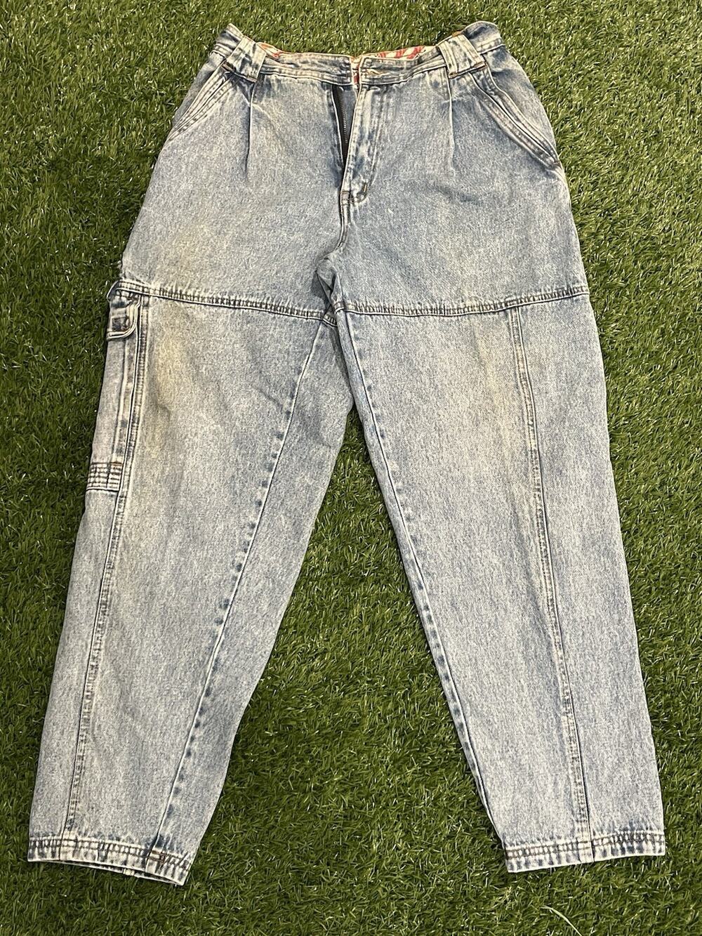 Vintage 90s Bugle Boy Toxic Alert Jeans Mens 32x30 Acid Wash Tapered AS IS